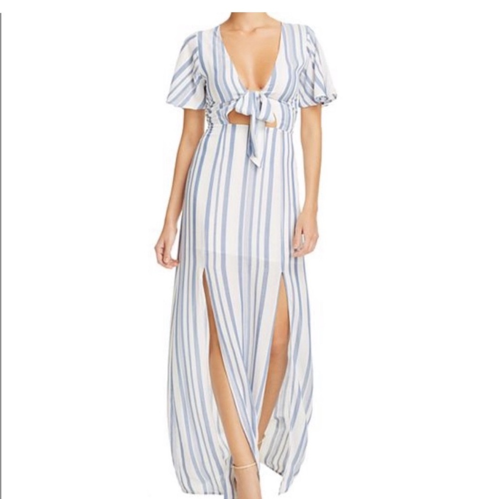 Marina Striped Tie-detail Maxi Dress w/ Cut-Outs